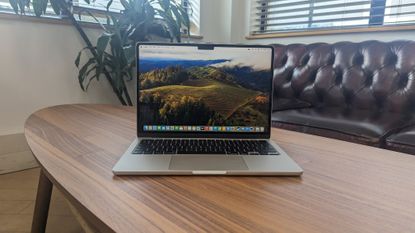 New MacBook Air 13-inch with M3 being used in a cafe